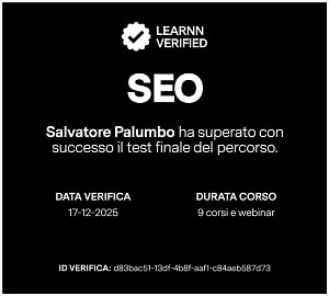 Certificato Learnn SEO Strategy conseguito da Salvatore Palumbo 2025
