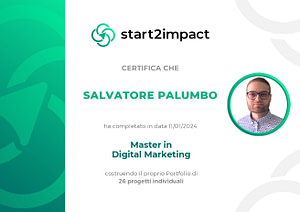 Attestato di Start2Impact Master in Digital Marketing
