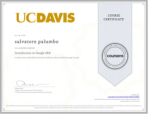 Certificato Coursera Introduction to Google SEO Salvatore Palumbo 2026